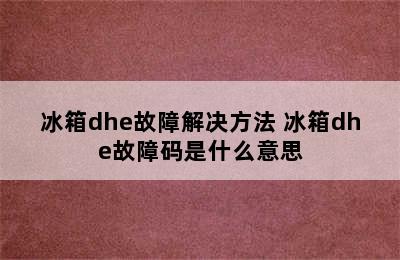 冰箱dhe故障解决方法 冰箱dhe故障码是什么意思